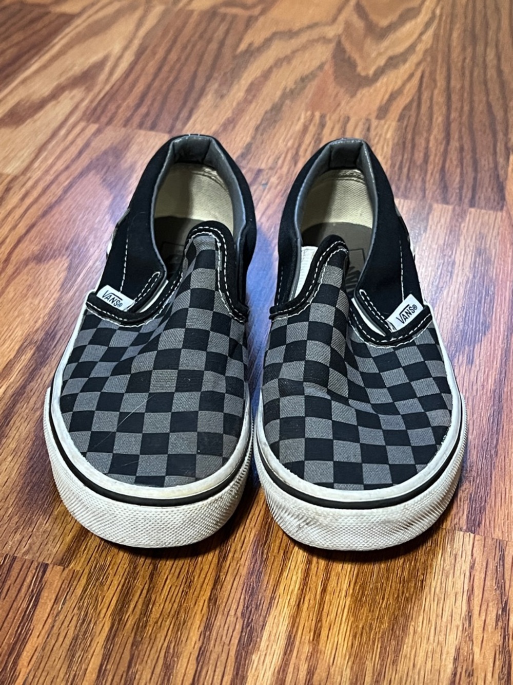 Vans Kids Slip-On Checkerboard Sneakers - Black and Gray